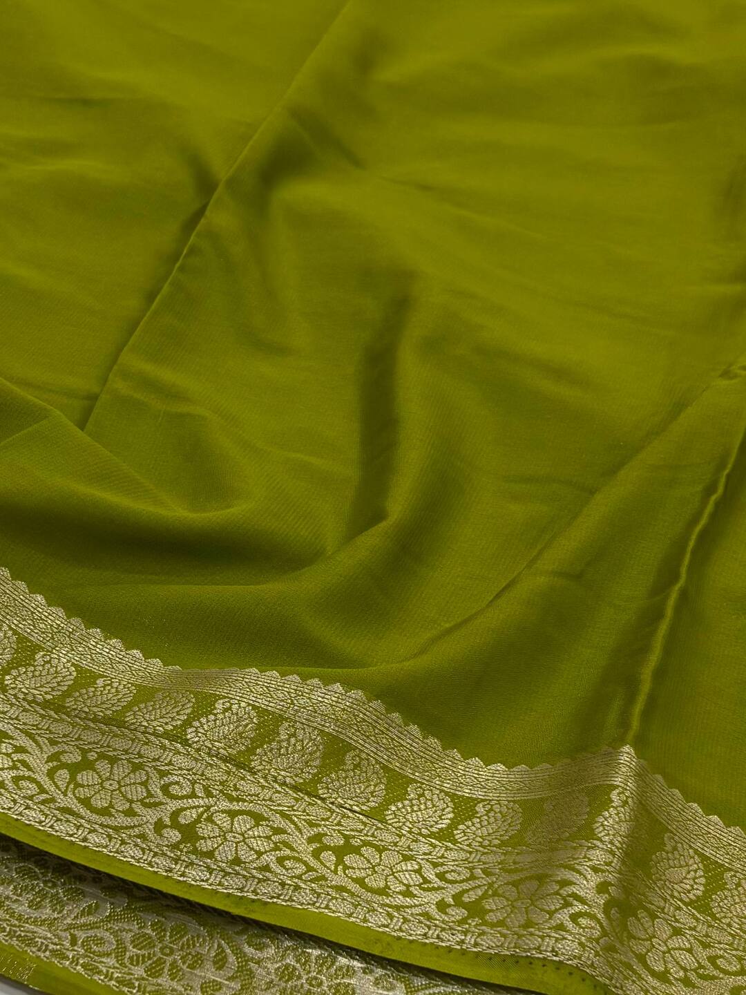 Peacock Blue Chiffon Silk Saree