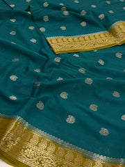 Peacock Blue Chiffon Silk Saree