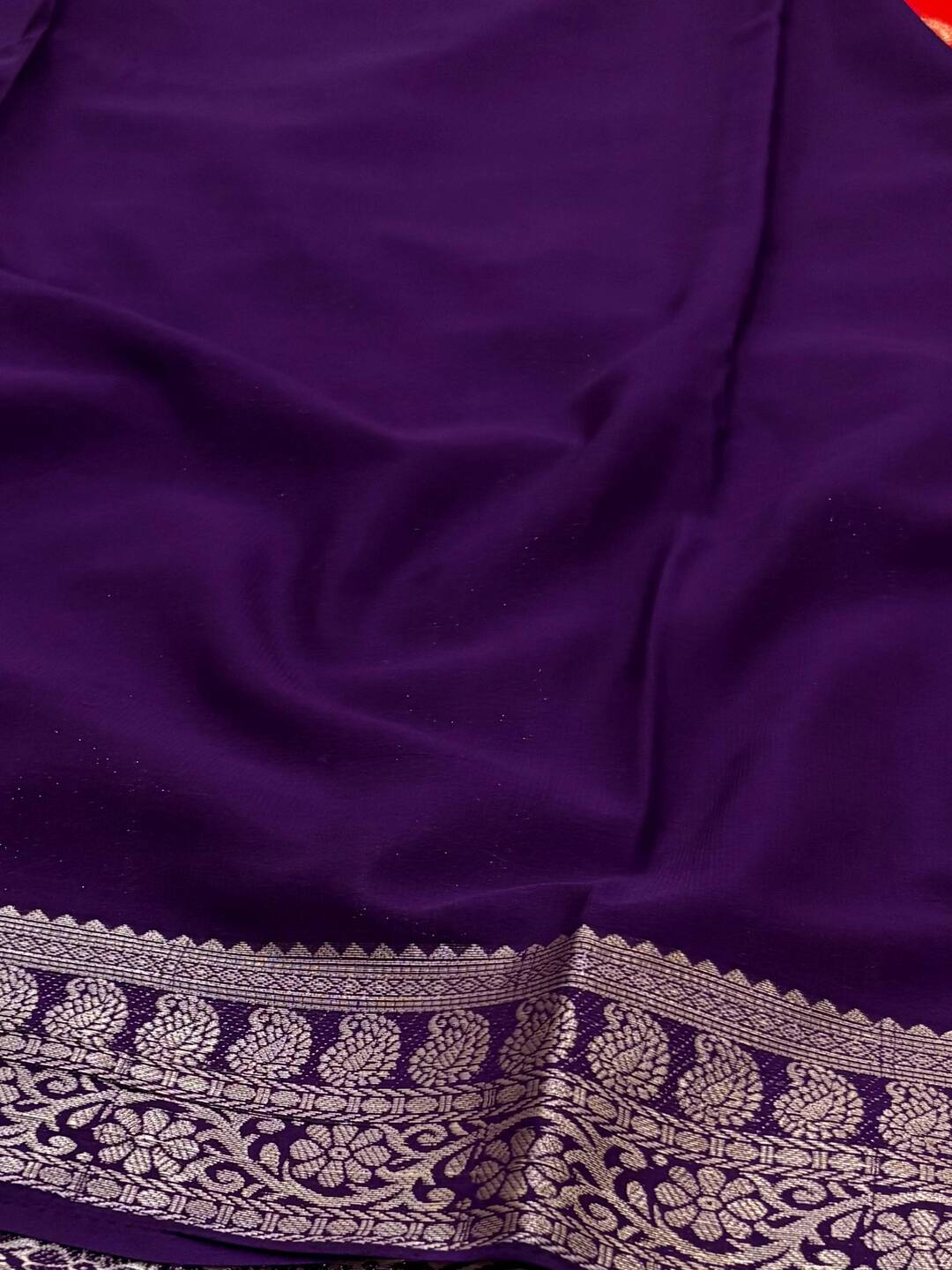 Orange Chiffon Silk Saree