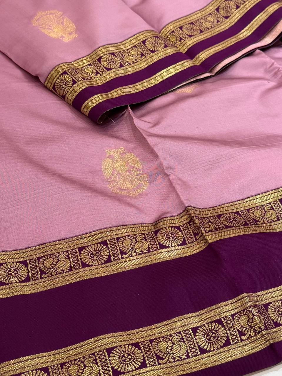Lilac Purple Cotton Silk Saree
