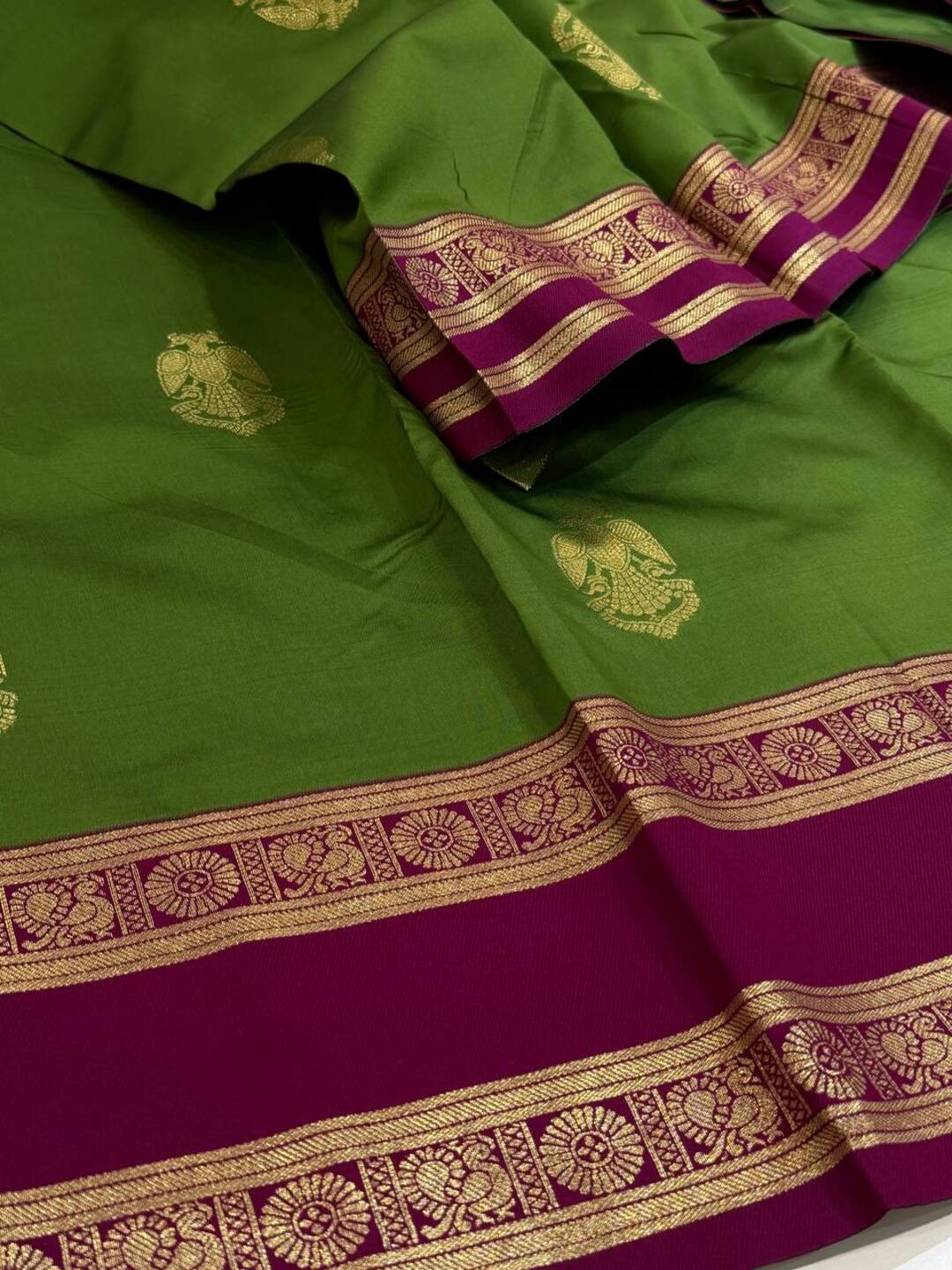 Forest Green Cotton Silk Saree