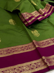 Forest Green Cotton Silk Saree