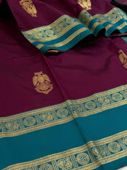 Wine Purple Cotton Silk Saree