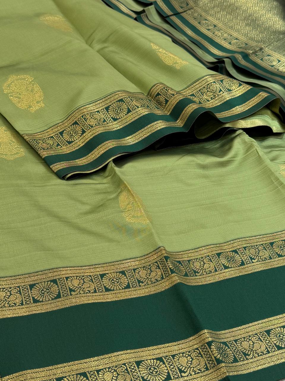 Mint Green Cotton Silk Saree