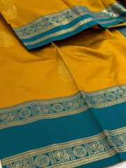 Mustard Yellow Cotton Silk Saree
