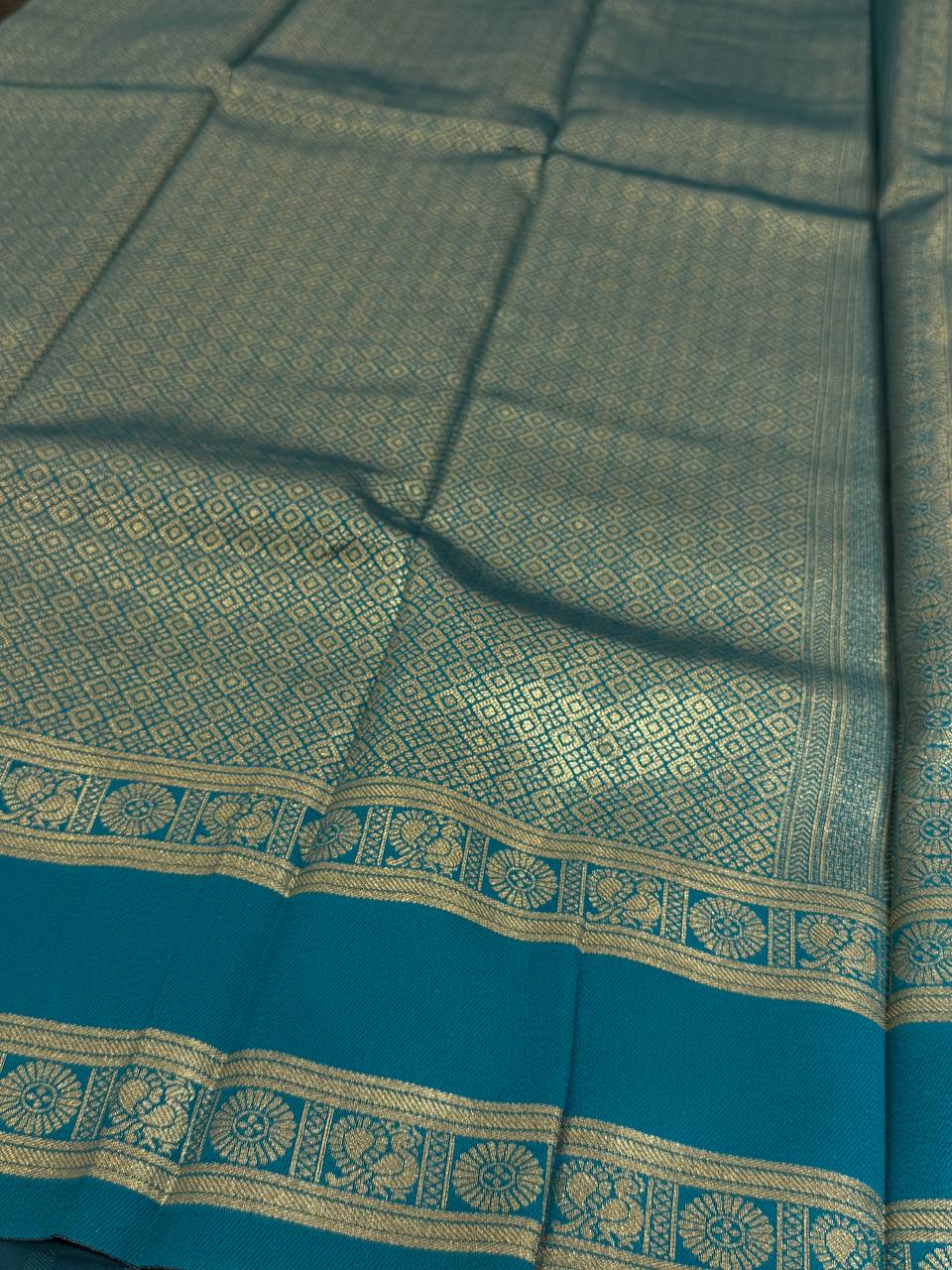 Mustard Yellow Cotton Silk Saree