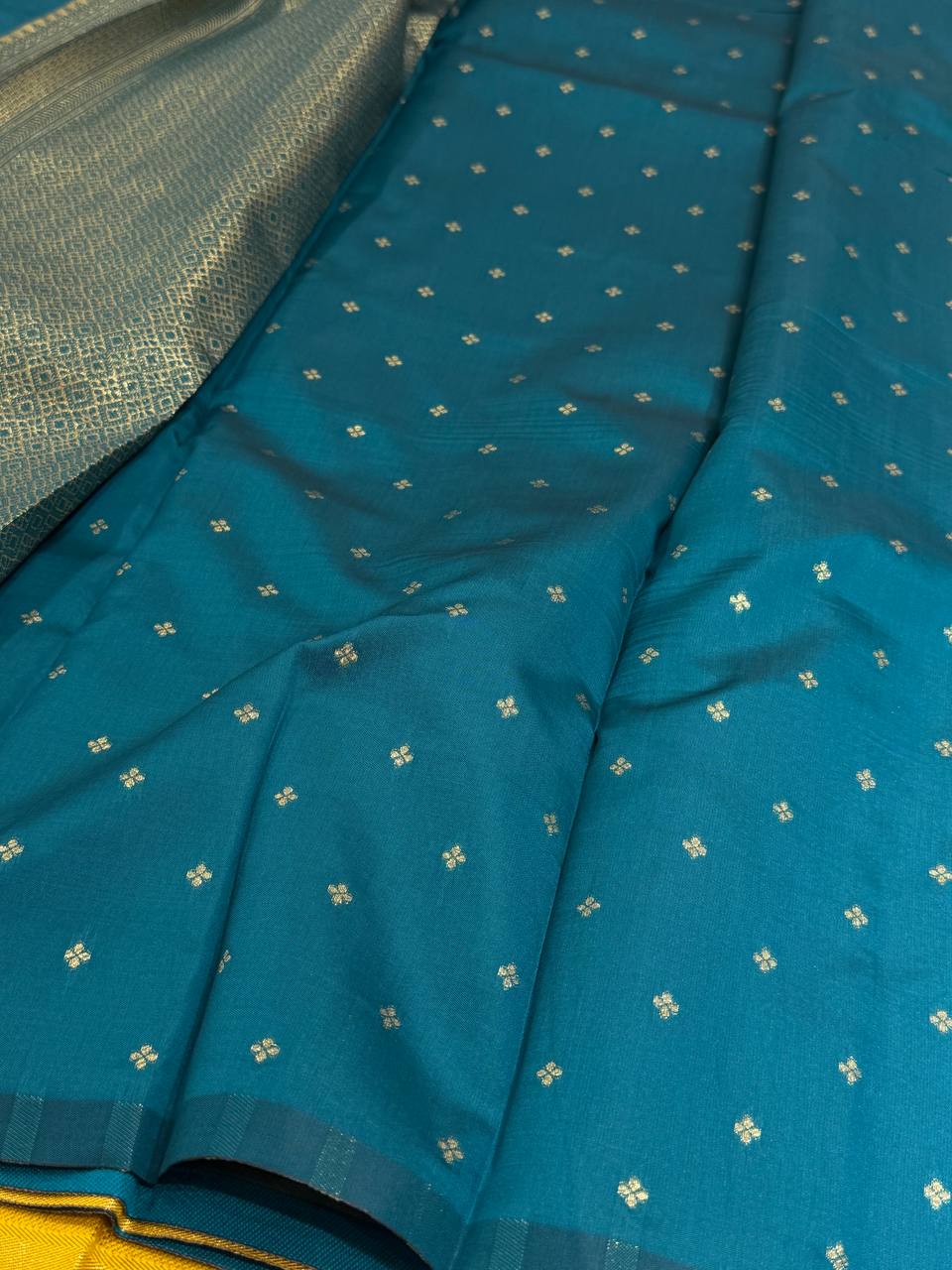 Mustard Yellow Cotton Silk Saree