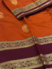 Burnt Orange Cotton Silk Saree