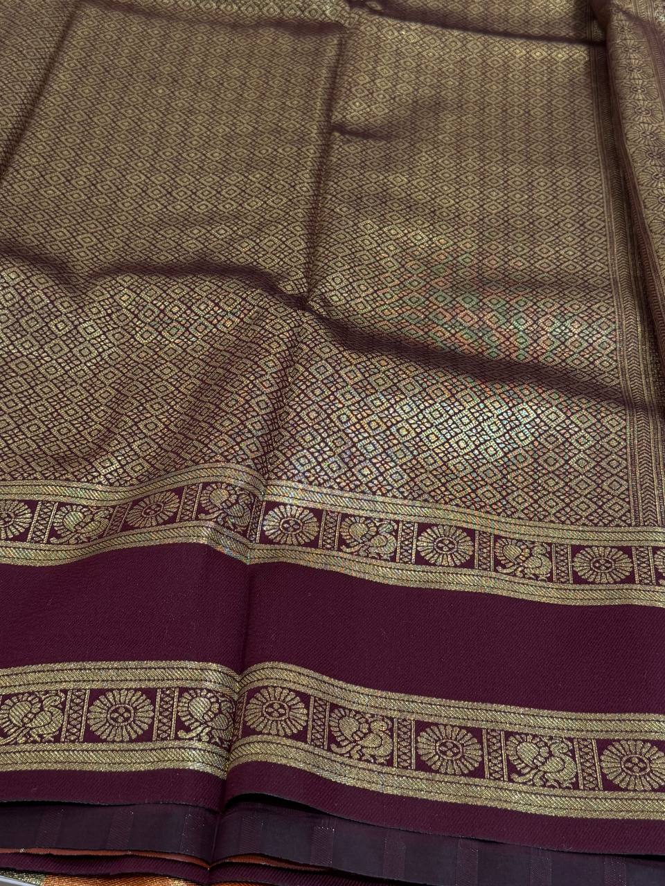 Burnt Orange Cotton Silk Saree