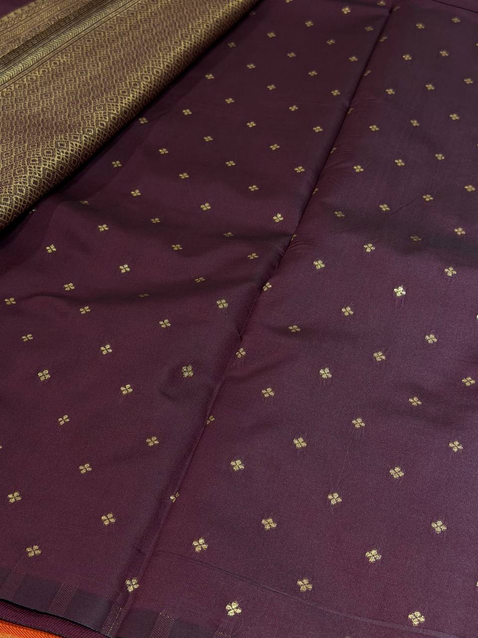 Burnt Orange Cotton Silk Saree