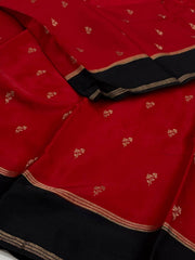 Red Chiffon Cotton Silk Saree