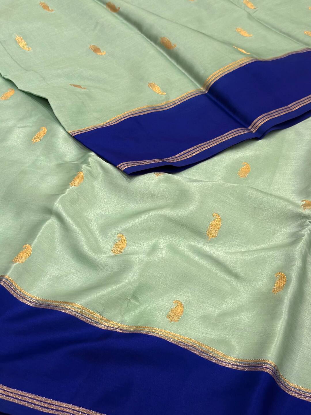 Mint Blue Chiffon Cotton Silk Saree