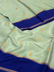 Mint Blue Chiffon Cotton Silk Saree