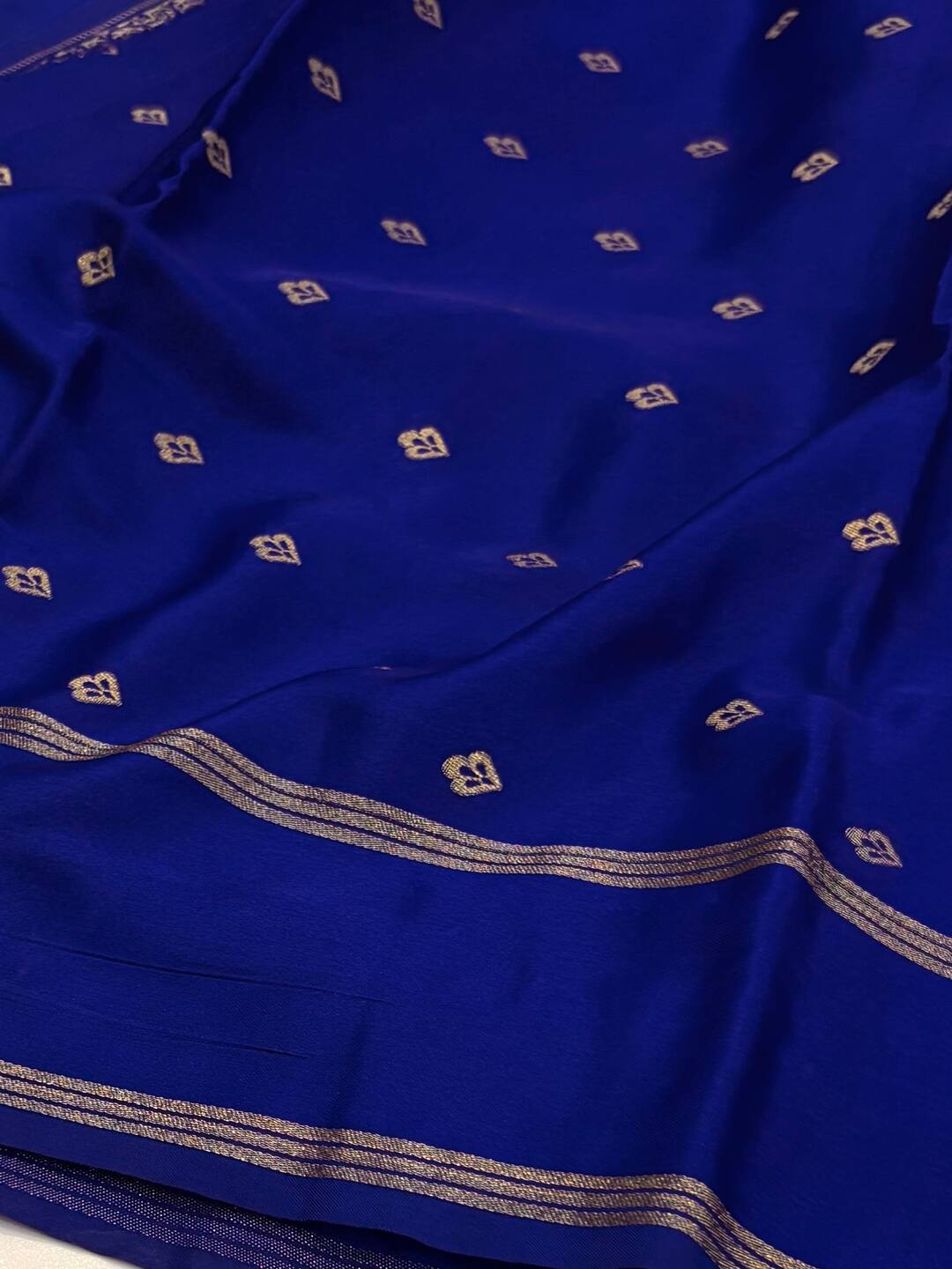 Black With Royal Blue Border Chiffon Cotton Silk Saree