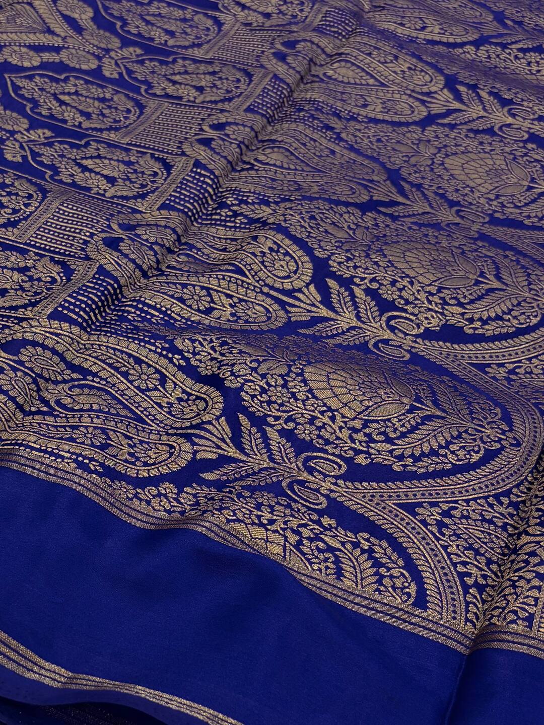 Black With Royal Blue Border Chiffon Cotton Silk Saree
