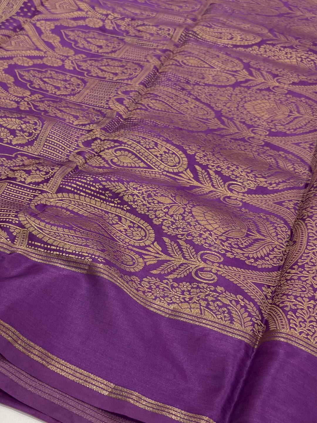 Black With Purple Border Chiffon Cotton Silk Saree