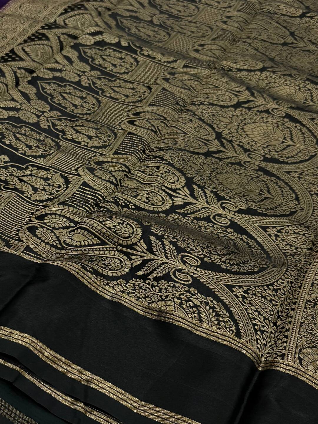 Royal Purple with Black Border Chiffon Cotton Silk Saree