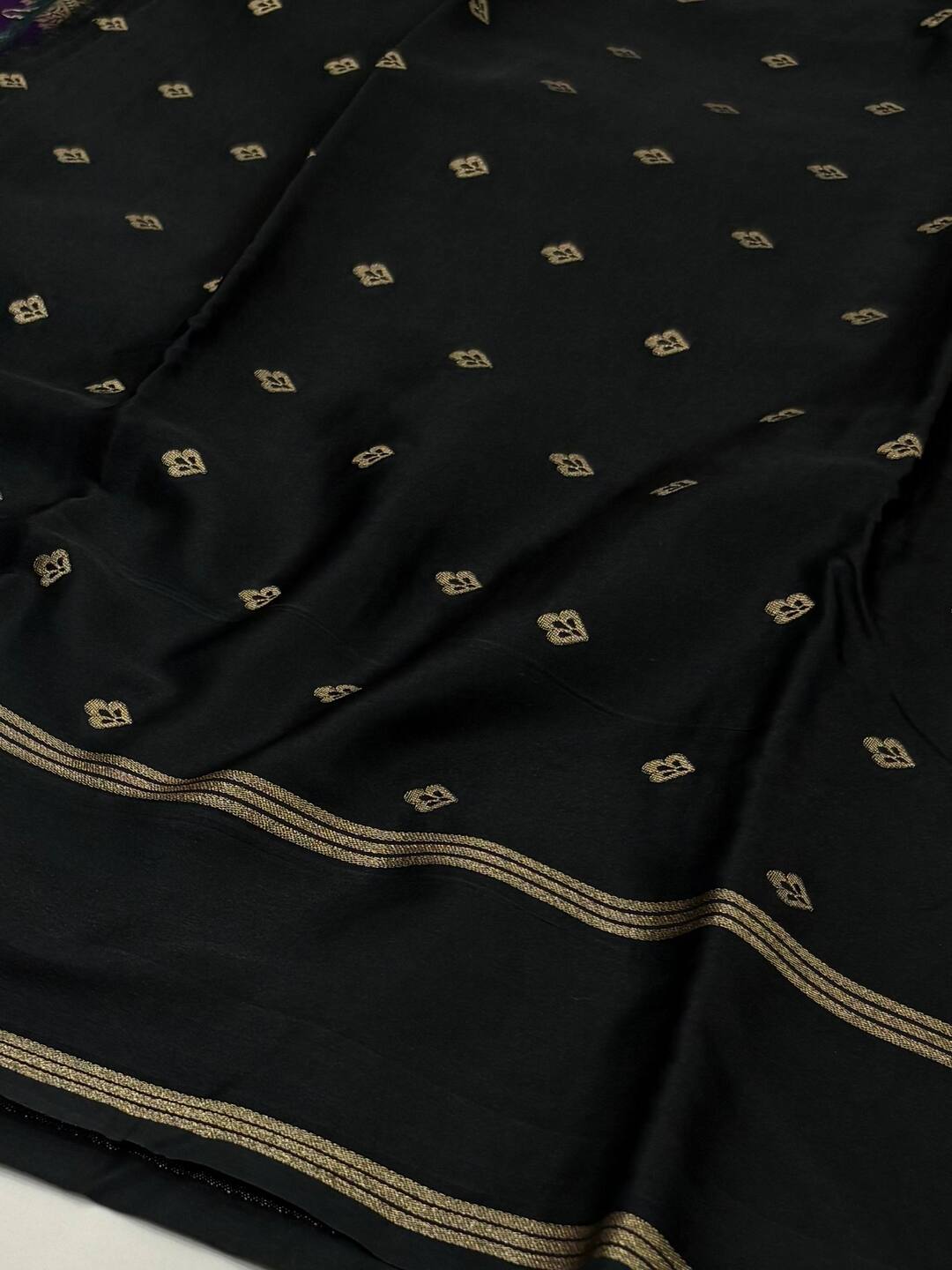 Royal Purple with Black Border Chiffon Cotton Silk Saree