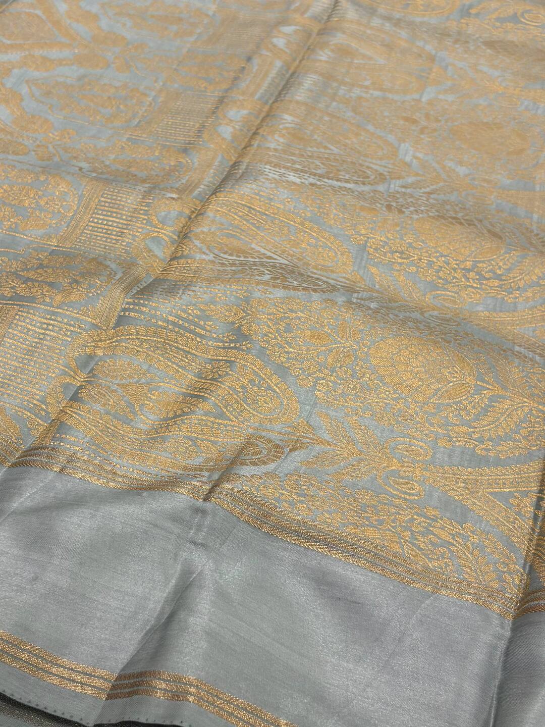 Royal Purple with Grey Border Chiffon Cotton Silk Saree