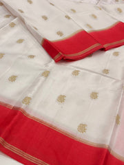 Pure White Chiffon Cotton Silk Saree