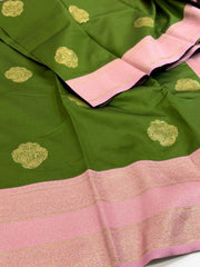 Forest Green Cotton Silk Saree