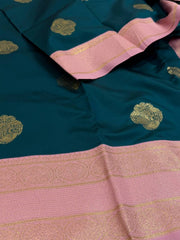 Teal Green Cotton Silk Saree