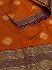 Burnt Orange Cotton Silk Saree