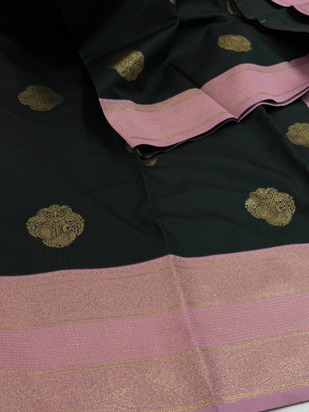 Emerald Green Cotton Silk Saree