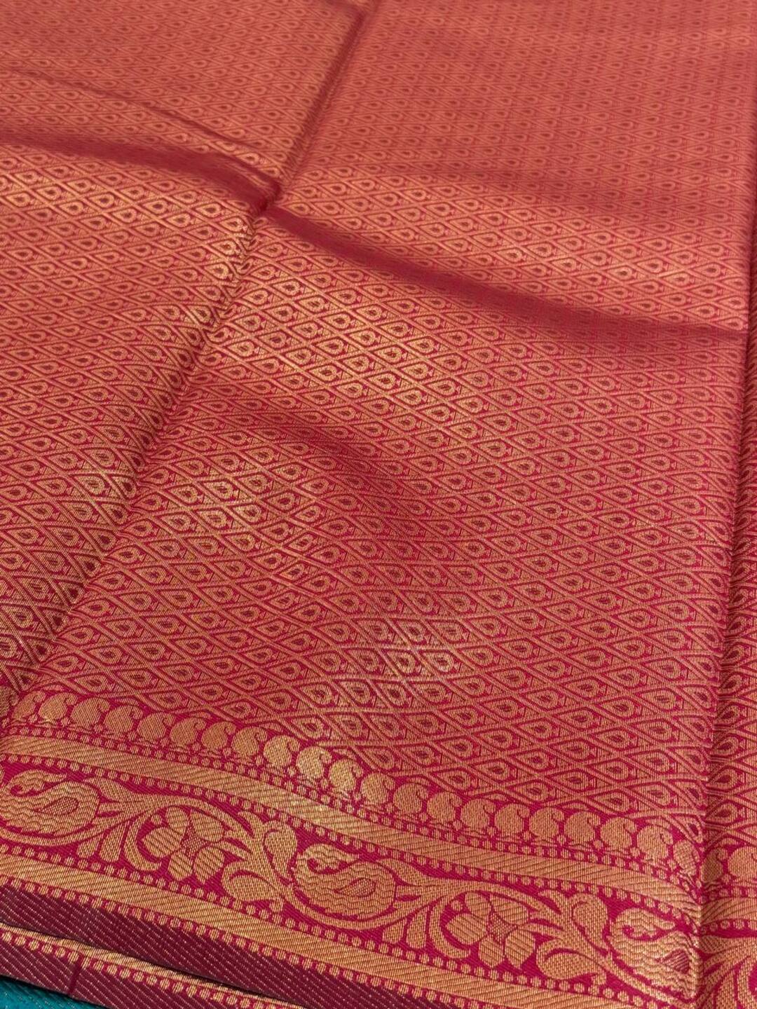 Peacock  Blue Cotton Silk Saree