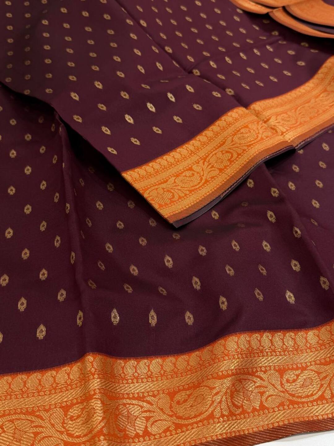 Wine Purple Cotton Silk Saree