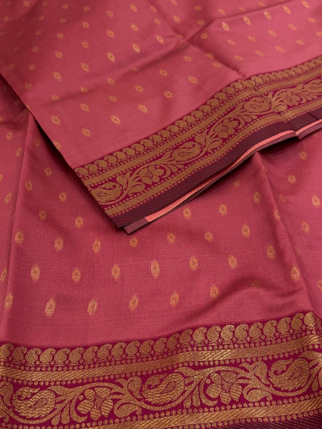 Dusty Pink Cotton Silk Saree