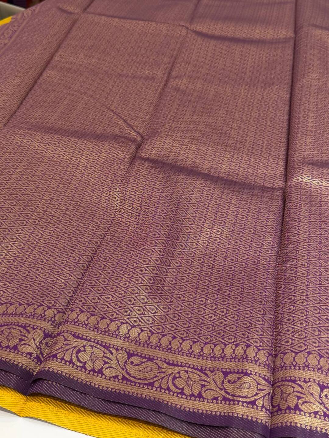 Mustard Yellow Cotton Silk Saree