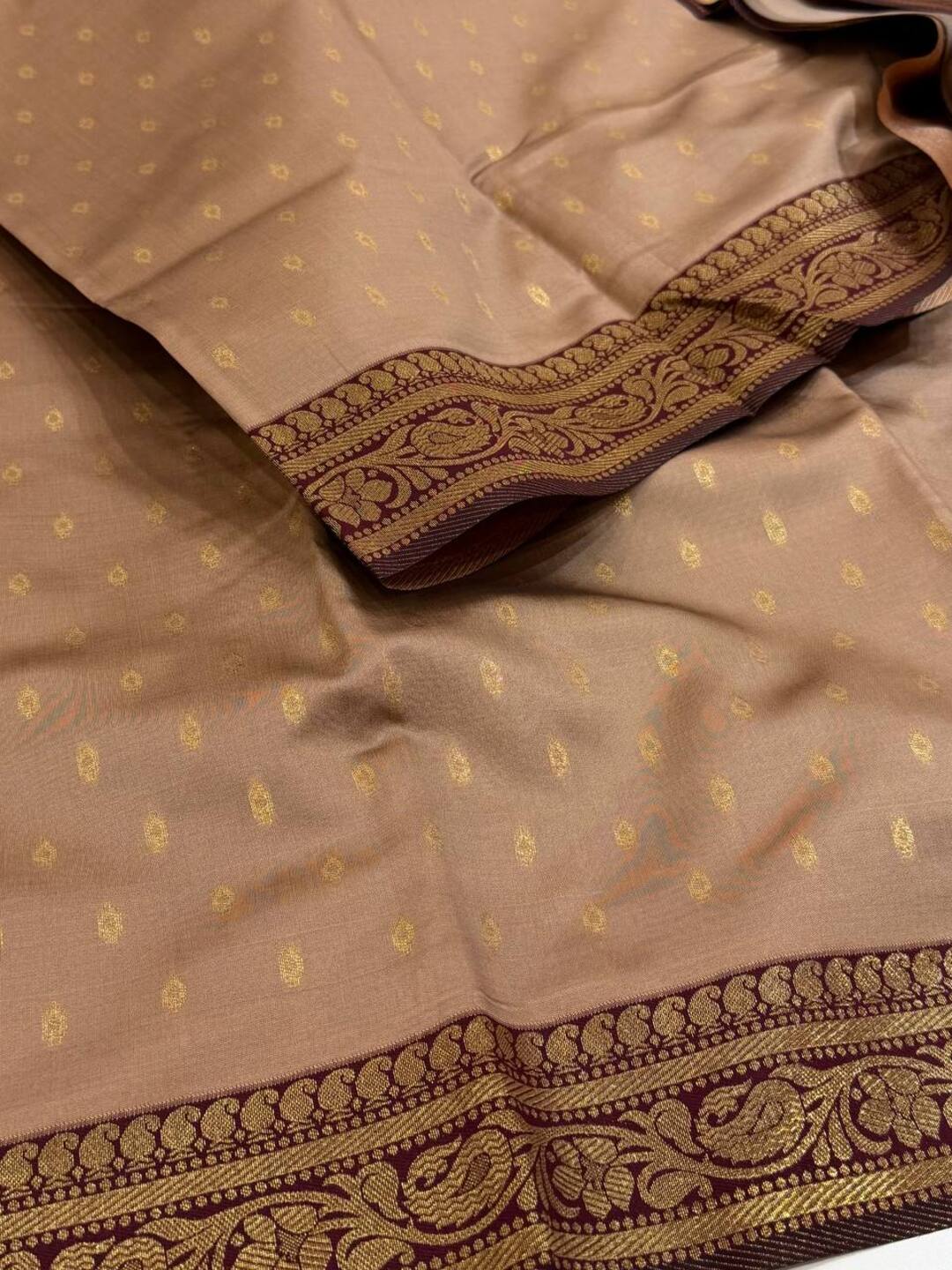 Rose Gold Cotton Silk Saree