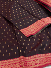 Deep Maroon Cotton Silk Saree