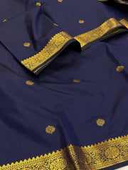 Navy Blue Cotton Silk Saree