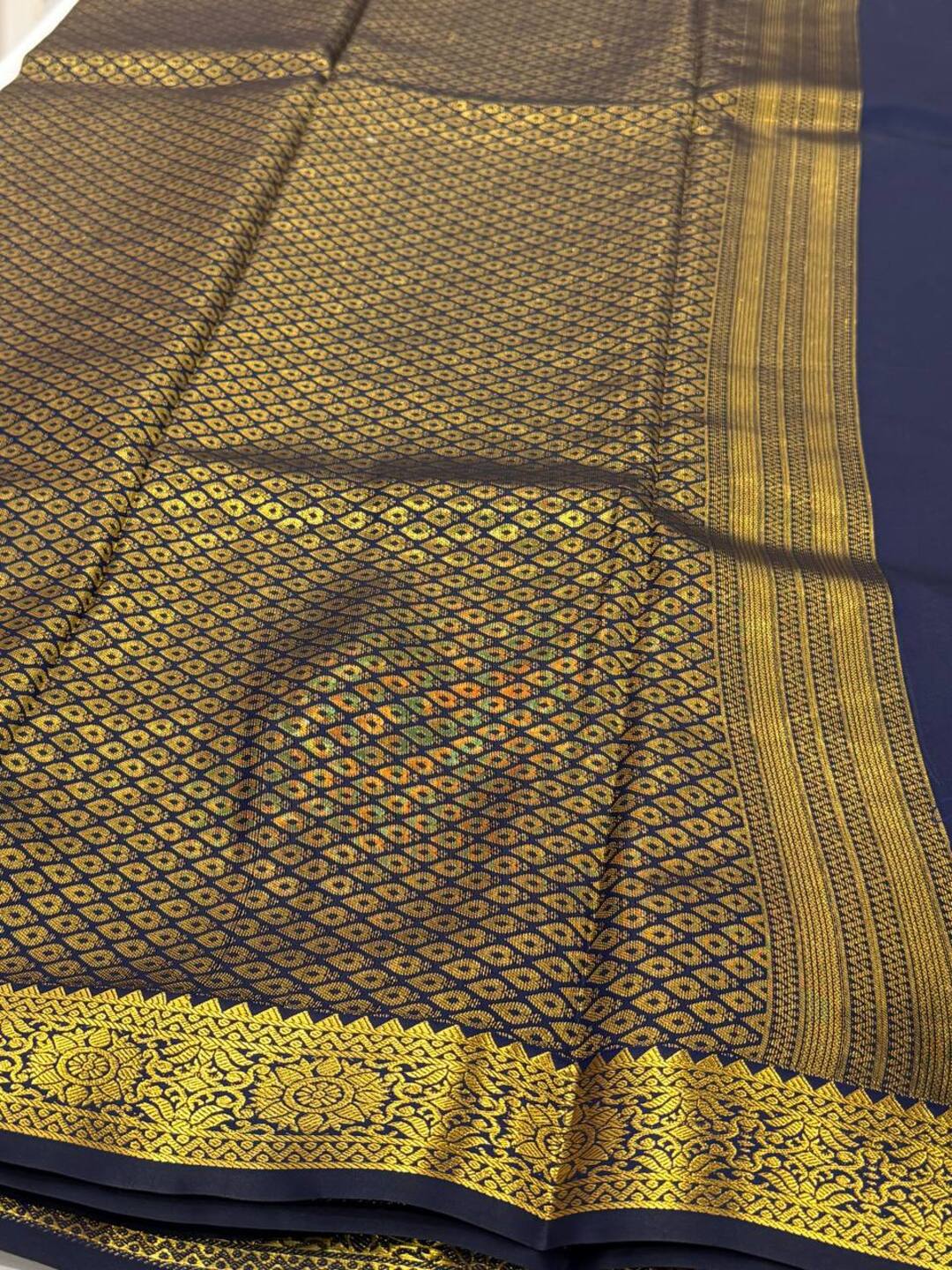 Navy Blue Cotton Silk Saree