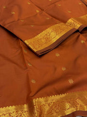 Rust Orange Cotton Silk Saree