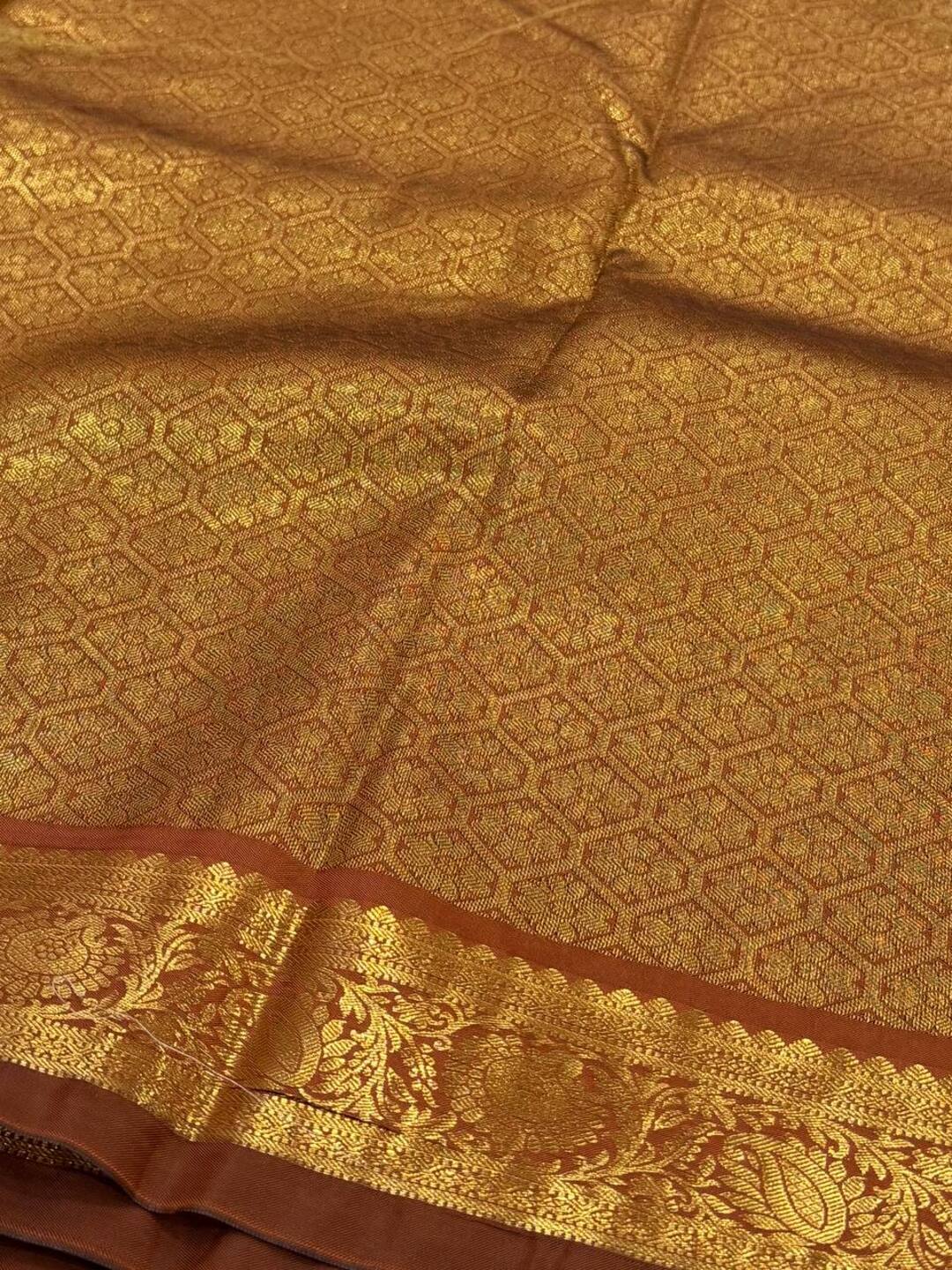Rust Orange Cotton Silk Saree