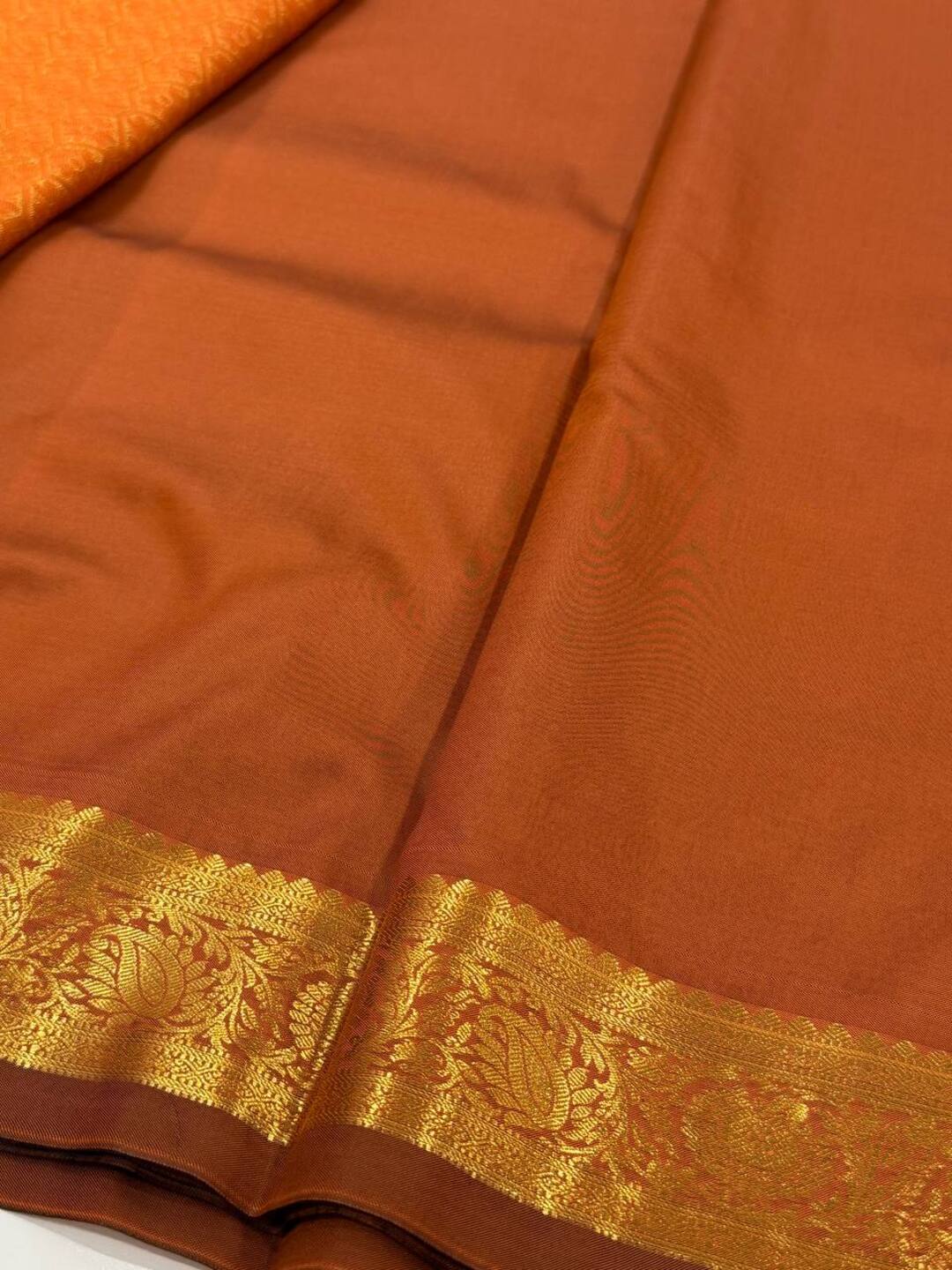 Rust Orange Cotton Silk Saree