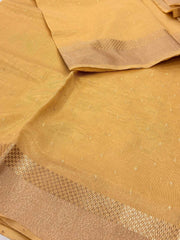 Pastel Yellow Tissue Cotton Saree