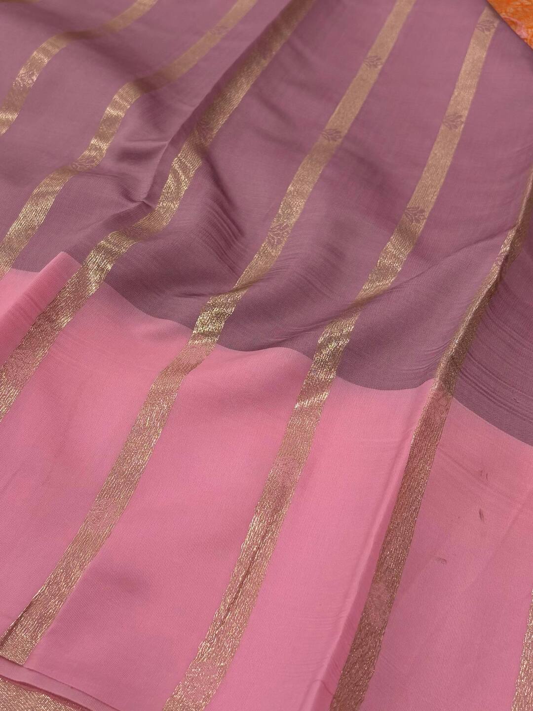 Orange Cotton Silk Saree
