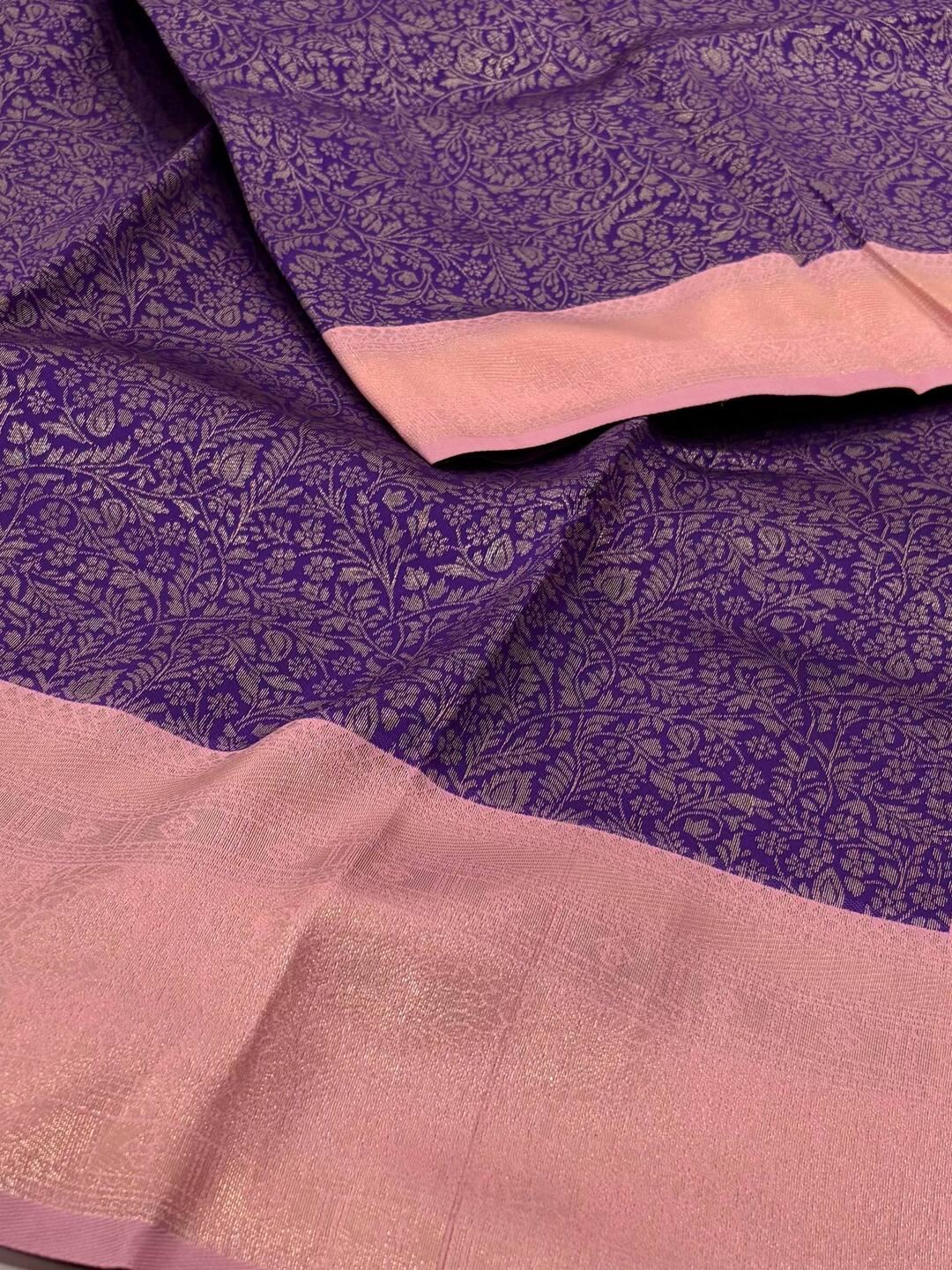 Violet Purple Cotton Silk Saree
