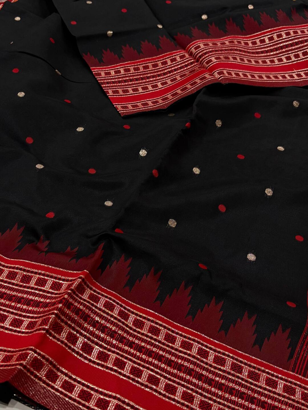Black Cotton Silk Saree