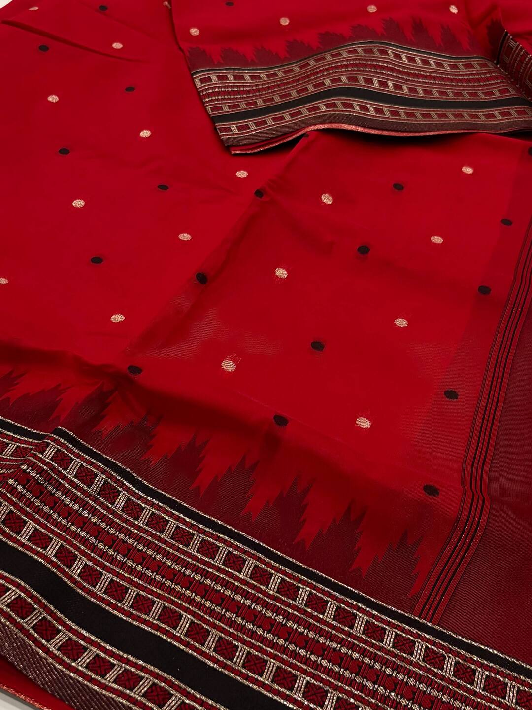 Red Cotton Silk Saree