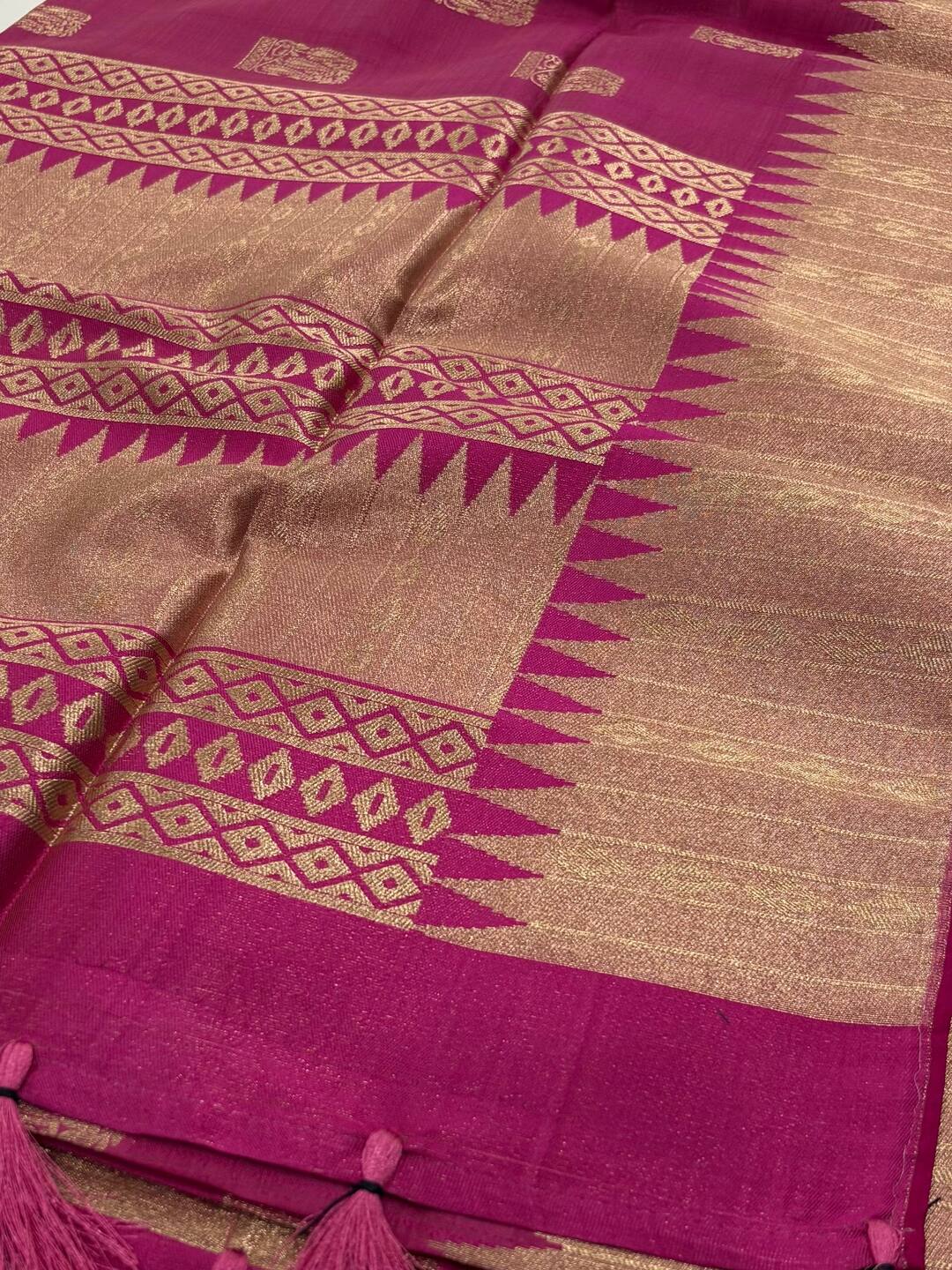 Dark Pink Cotton Silk Saree