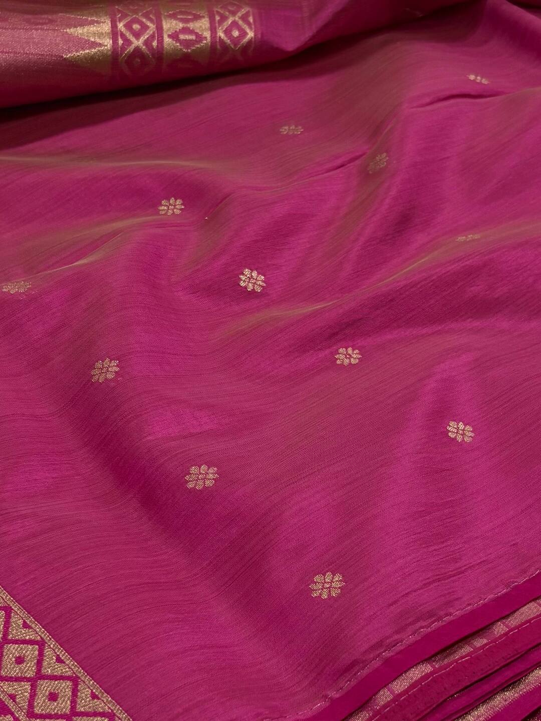 Dark Pink Cotton Silk Saree