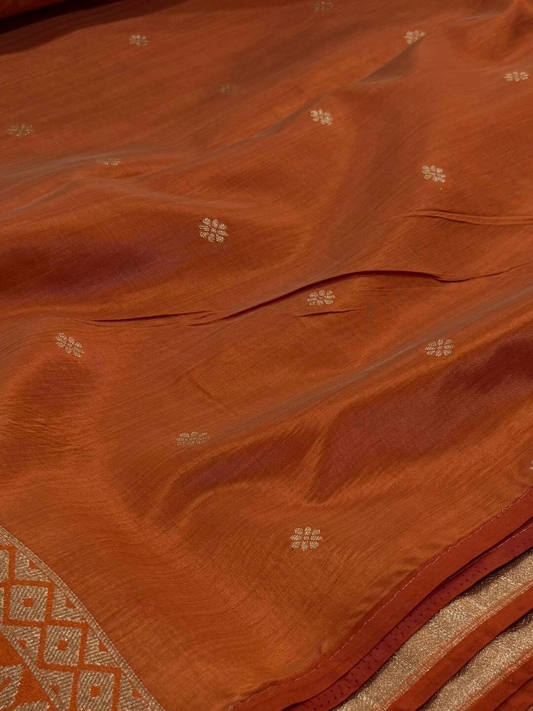 Orange Cotton Silk Saree