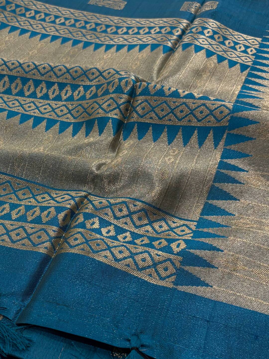Blue Cotton Silk Saree