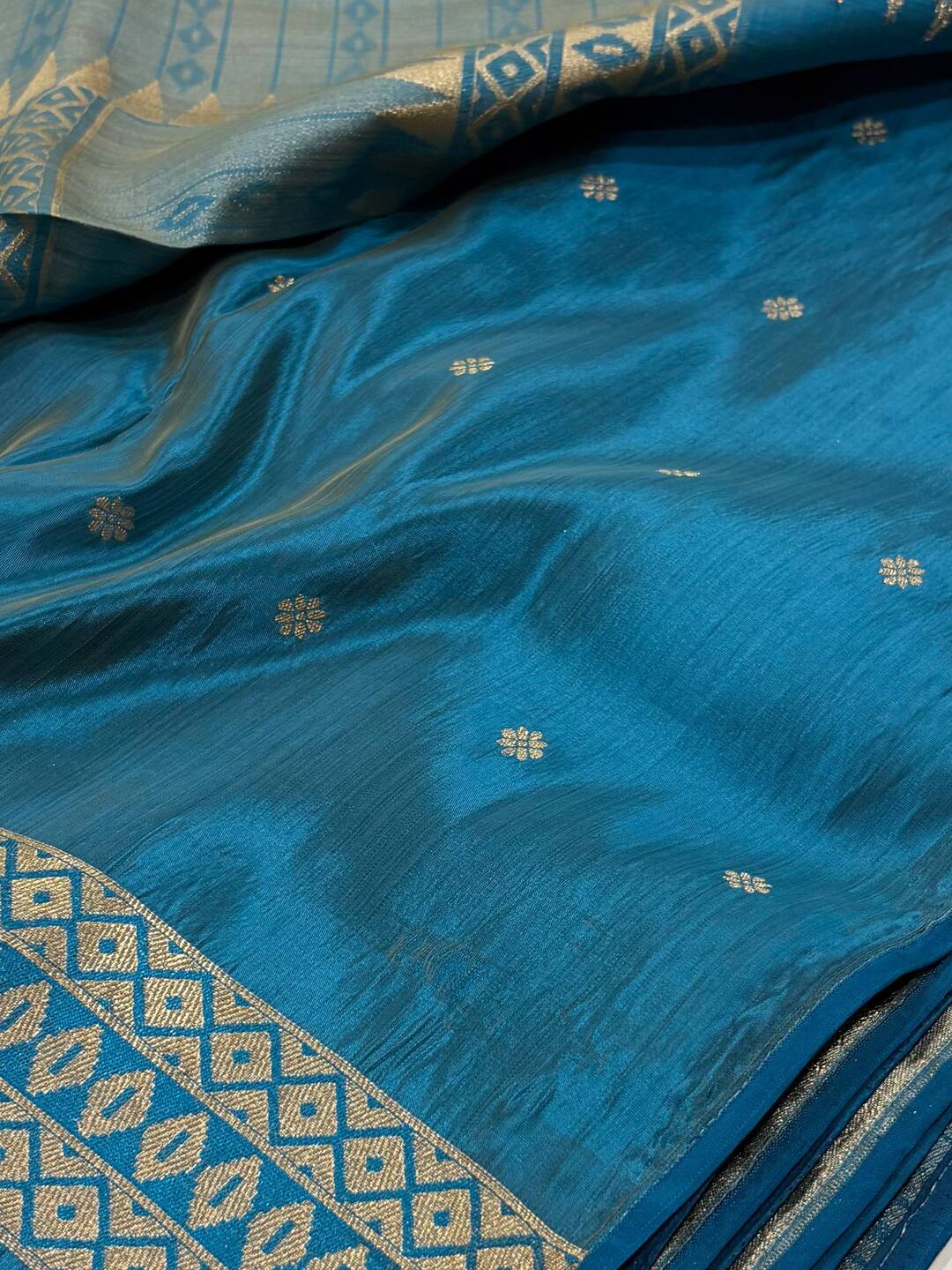 Blue Cotton Silk Saree