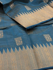 Blue Cotton Silk Saree